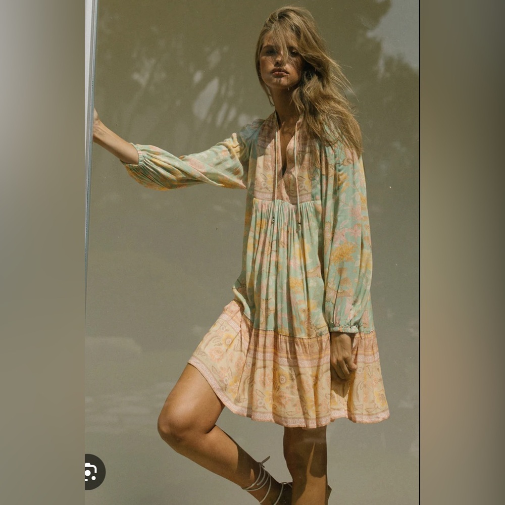 Spell Butterfly Boho Minidress in Botanical color-way- size S